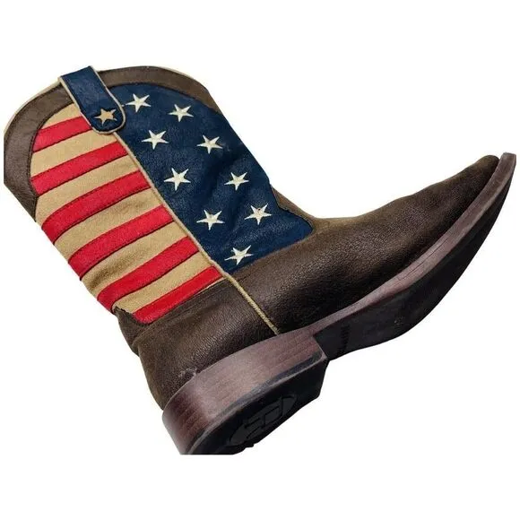 Roper Big Kids 5 American Patriotic Cowboy Boots Unisex Flag