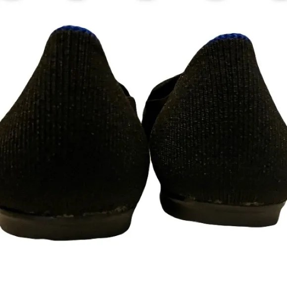Rothy's Black Round Toes Flats with Blue Trim Women’s 7.5
