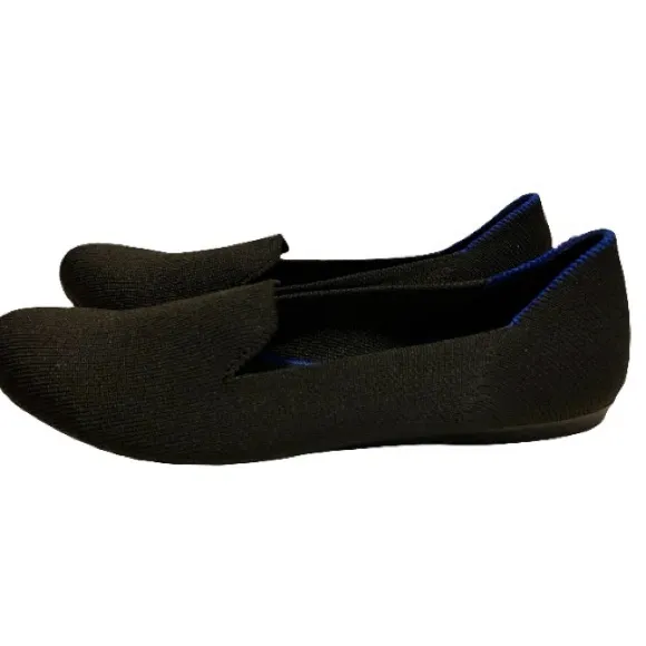 Rothy's Black Round Toes Flats with Blue Trim Women’s 7.5