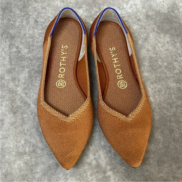 Rothy's Tan Flats with Pointed Toe