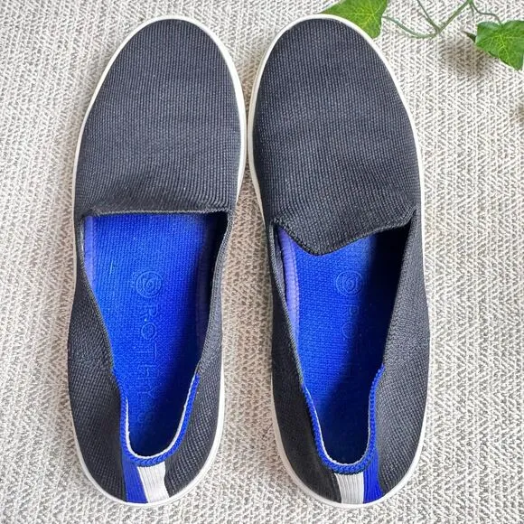 ROTHY'S US 7 THE SNEAKER BLACK BLUE SLIP ON LUXURY SNEAKERS SHOES
