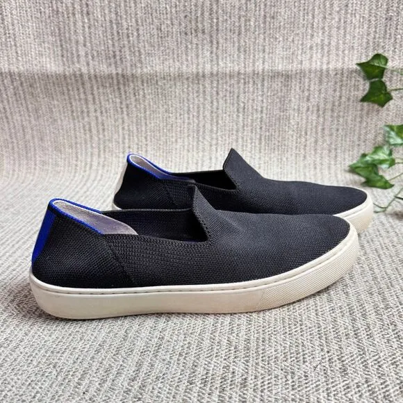 ROTHY'S US 7 THE SNEAKER BLACK BLUE SLIP ON LUXURY SNEAKERS SHOES