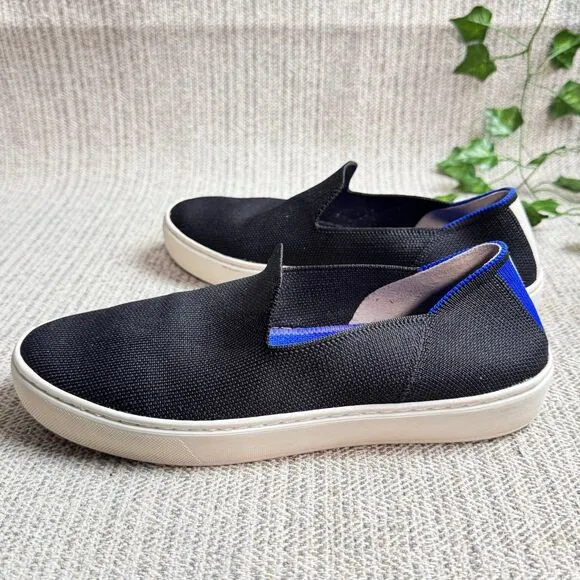 ROTHY'S US 7 THE SNEAKER BLACK BLUE SLIP ON LUXURY SNEAKERS SHOES