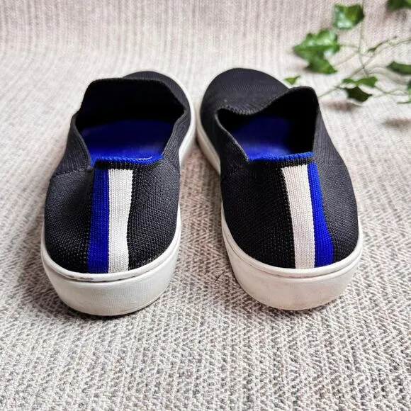 ROTHY'S US 7 THE SNEAKER BLACK BLUE SLIP ON LUXURY SNEAKERS SHOES