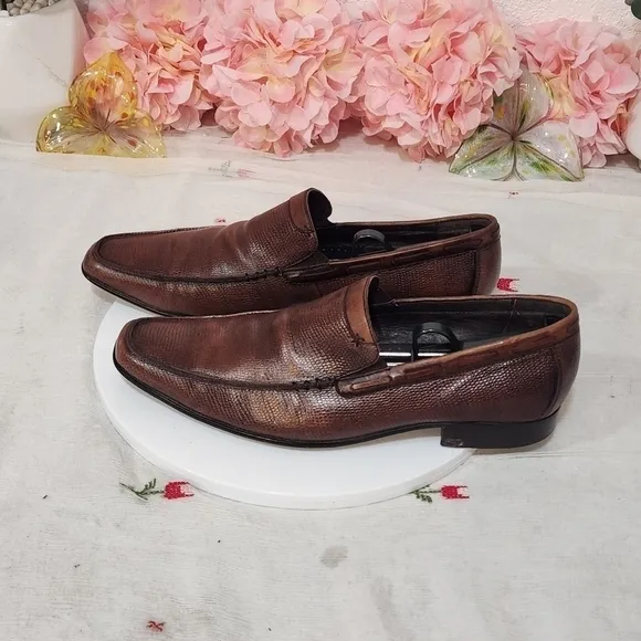 Rush By Gordon Rush Brown Leather Loafer Style Men's Slip on Dress Shoes Sz: 9