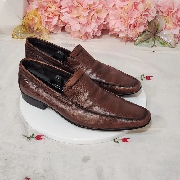 Rush By Gordon Rush Brown Leather Loafer Style Men's Slip on Dress Shoes Sz: 9
