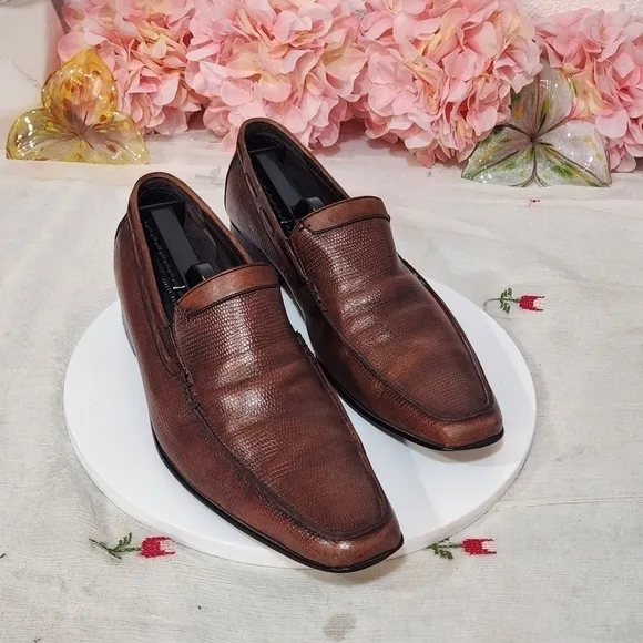 Rush By Gordon Rush Brown Leather Loafer Style Men's Slip on Dress Shoes Sz: 9