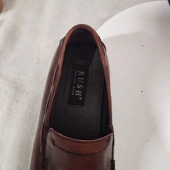 Rush By Gordon Rush Brown Leather Loafer Style Men's Slip on Dress Shoes Sz: 9
