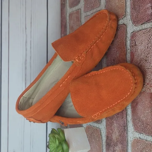 Rust Burnt Orange Minishion Loafers Women Comfortable Suede Driving Shoes 7.5