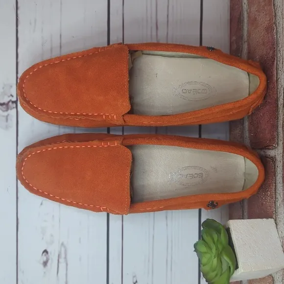 Rust Burnt Orange Minishion Loafers Women Comfortable Suede Driving Shoes 7.5