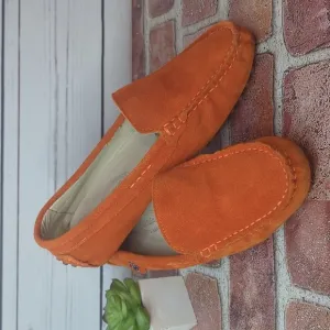 Rust Burnt Orange Minishion Loafers Women Comfortable Suede Driving Shoes 7.5