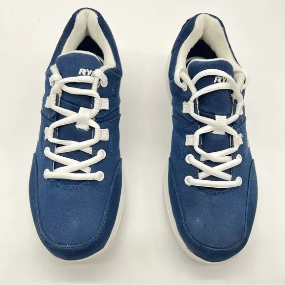 Ryka Women's Navy Blue Shuffle Canvas Athletic Shoes w/White Outsole/Lace-Size 8