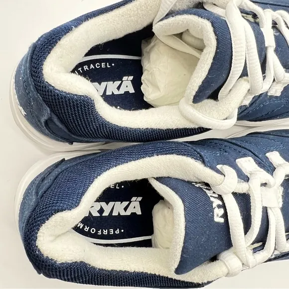 Ryka Women's Navy Blue Shuffle Canvas Athletic Shoes w/White Outsole/Lace-Size 8