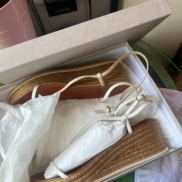 SALE🤍JIMMY CHOO latte drive 60 espadrilles heeled sandals 💞