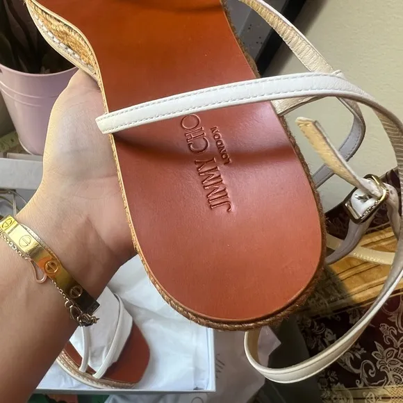 SALE🤍JIMMY CHOO latte drive 60 espadrilles heeled sandals 💞