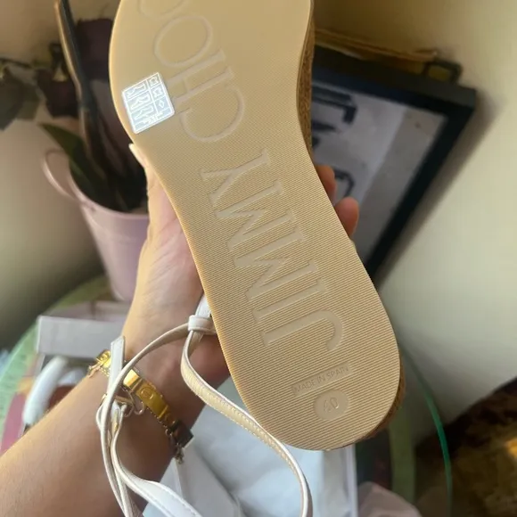 SALE🤍JIMMY CHOO latte drive 60 espadrilles heeled sandals 💞