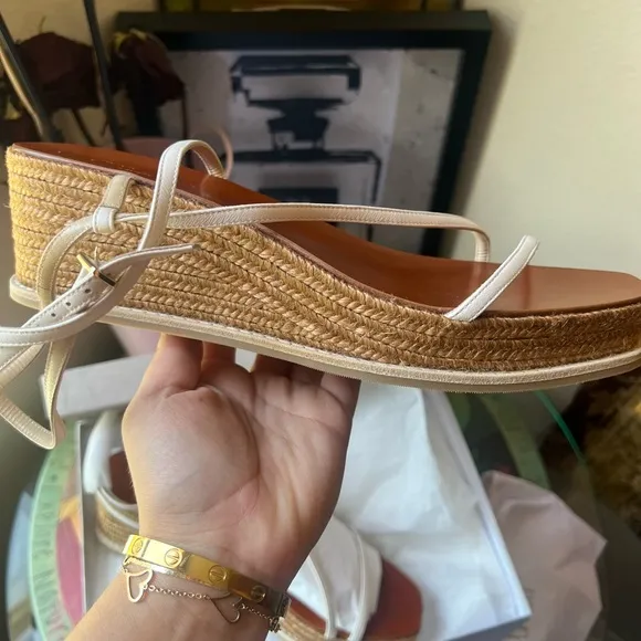 SALE🤍JIMMY CHOO latte drive 60 espadrilles heeled sandals 💞