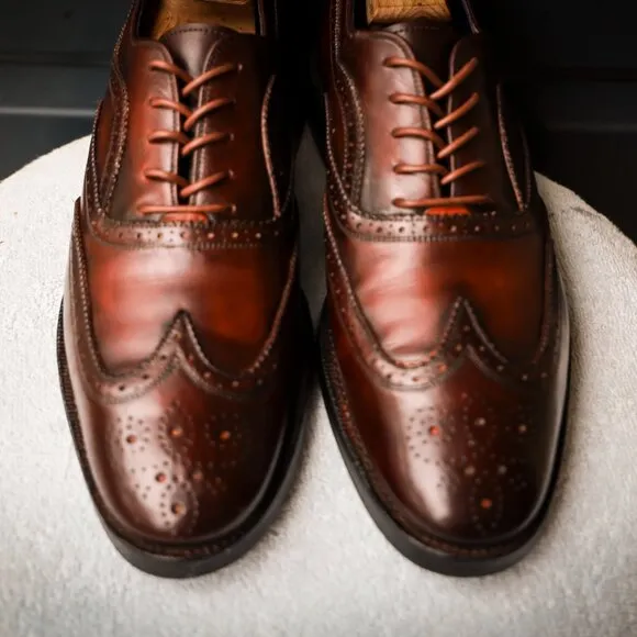 Salvatore Ferragamo 9-D Multicolor Wingtip Oxford Mens Dress Shoes