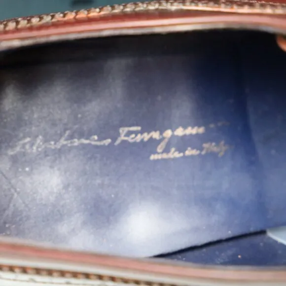 Salvatore Ferragamo 9-D Multicolor Wingtip Oxford Mens Dress Shoes