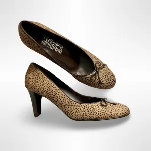 Salvatore Ferragamo Animal Print Calf Hair Luxury Designer Heels Size 7 2A