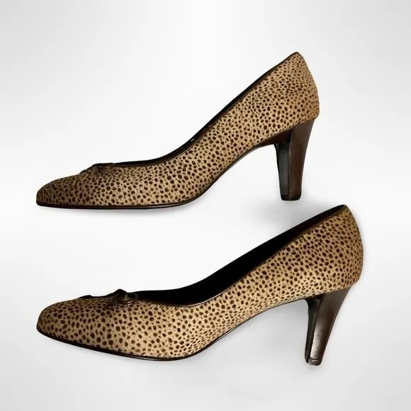 Salvatore Ferragamo Animal Print Calf Hair Luxury Designer Heels Size 7 2A