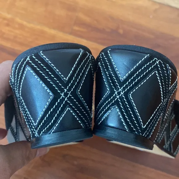 Salvatore Ferragamo Black Leather and Suede Wedge Sandal