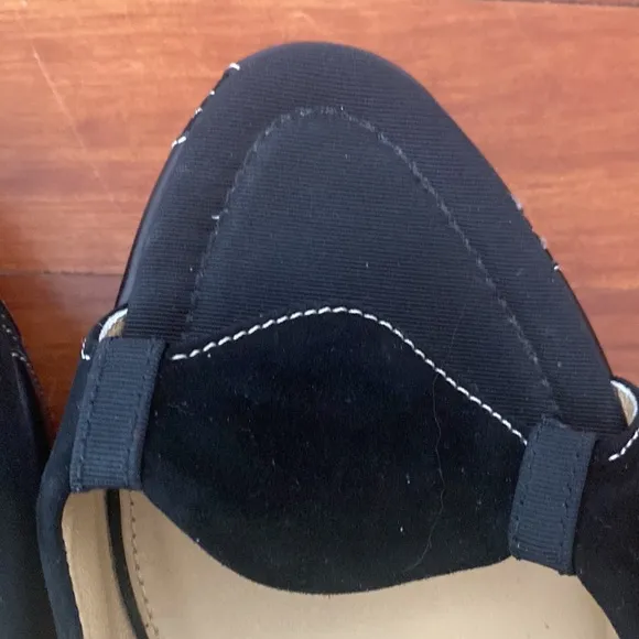 Salvatore Ferragamo Black Leather and Suede Wedge Sandal