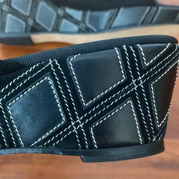 Salvatore Ferragamo Black Leather and Suede Wedge Sandal