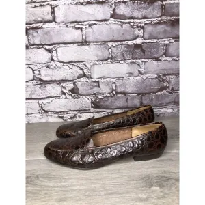 Salvatore Ferragamo Boutique Brown Leather Croc Print Pump Shoes Women Sz 9B US