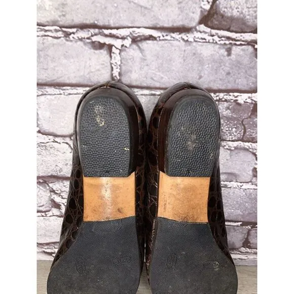 Salvatore Ferragamo Boutique Brown Leather Croc Print Pump Shoes Women Sz 9B US