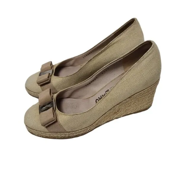 Salvatore Ferragamo Espadrilles Darly Bow Wedges 6B