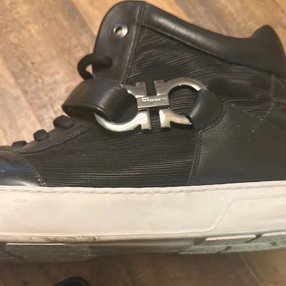 Salvatore Ferragamo Men's Black High-Top Sneakers Size 12D
