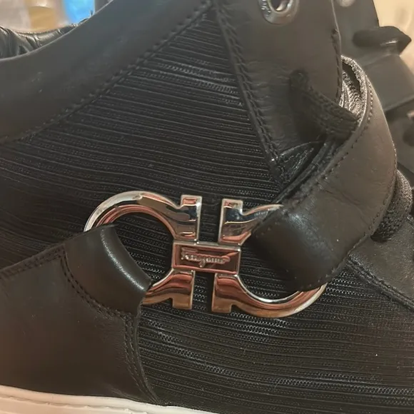 Salvatore Ferragamo Men's Black High-Top Sneakers Size 12D