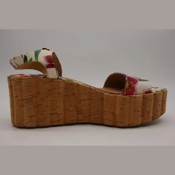 Salvatore Ferragamo 'Tropea' Floral Leather Wedge Sandals NIB $675 Shoes