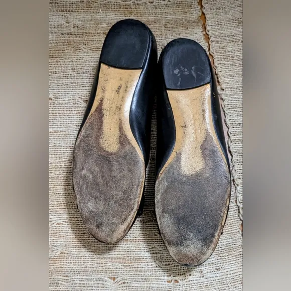 Salvatore Ferragamo Varina Black Ballet Flats Luxury Almond Toe Leather Italy