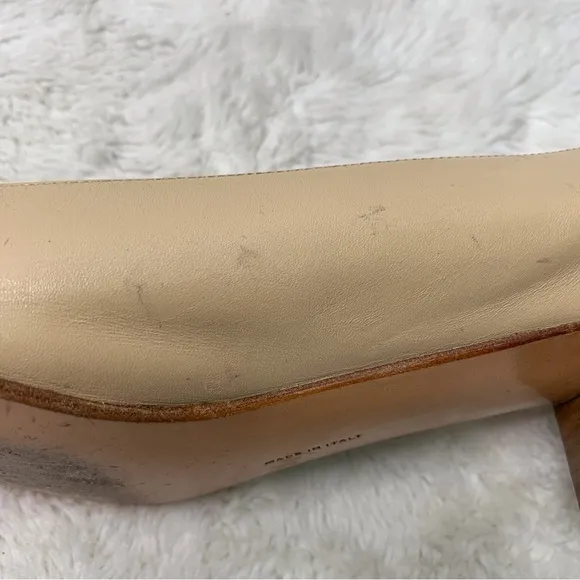 Salvatore Ferragamo Women's Tan Cream Vara Bow Pump Leather Shoes Size 11 AAAA