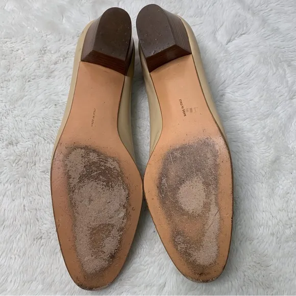 Salvatore Ferragamo Women's Tan Cream Vara Bow Pump Leather Shoes Size 11 AAAA