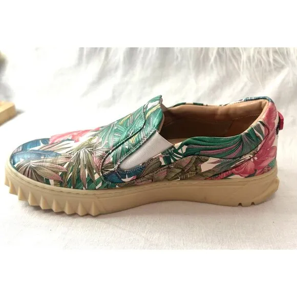 Salvatore Ferragamo Womens Tropical Floral Print Slip-On Shoes Size 7.5