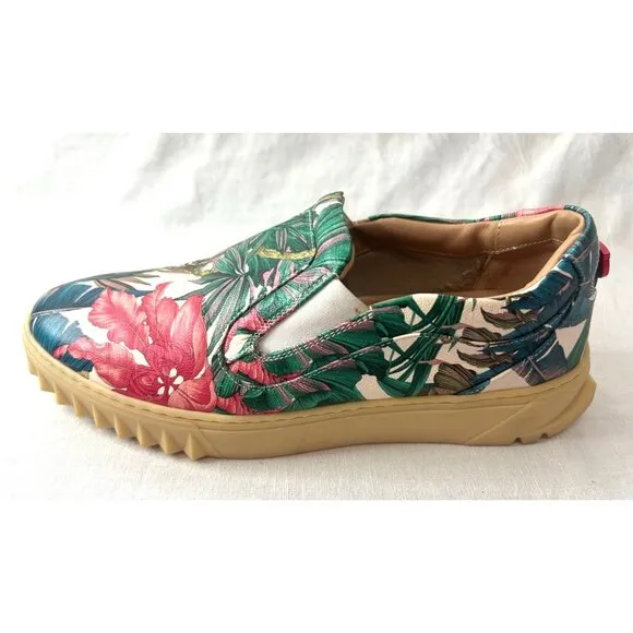 Salvatore Ferragamo Womens Tropical Floral Print Slip-On Shoes Size 7.5