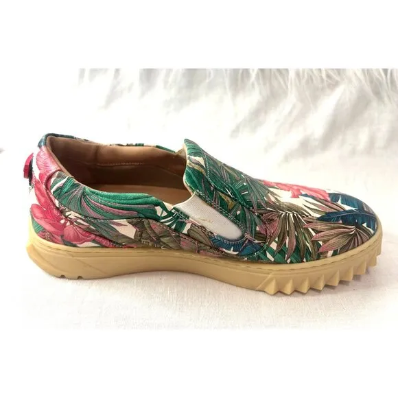 Salvatore Ferragamo Womens Tropical Floral Print Slip-On Shoes Size 7.5