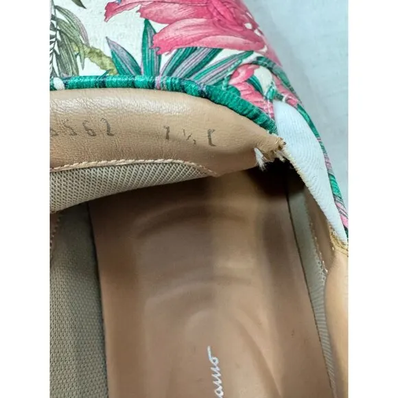 Salvatore Ferragamo Womens Tropical Floral Print Slip-On Shoes Size 7.5