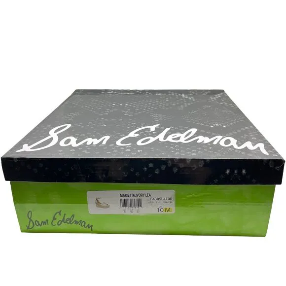 Sam Edelman Espadrilles Sandals Marietta Leather Wedge Heel Cream Size 10 In Box
