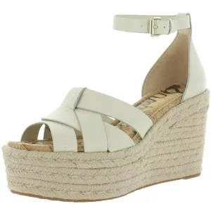 Sam Edelman Espadrilles Sandals Marietta Leather Wedge Heel Cream Size 10 In Box