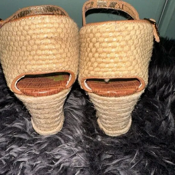 Sam Edelman Harmony Leopard Wedge espadrilles Sandals EUC SZ 9.5