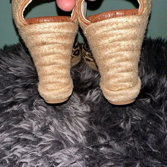 Sam Edelman Harmony Leopard Wedge espadrilles Sandals EUC SZ 9.5