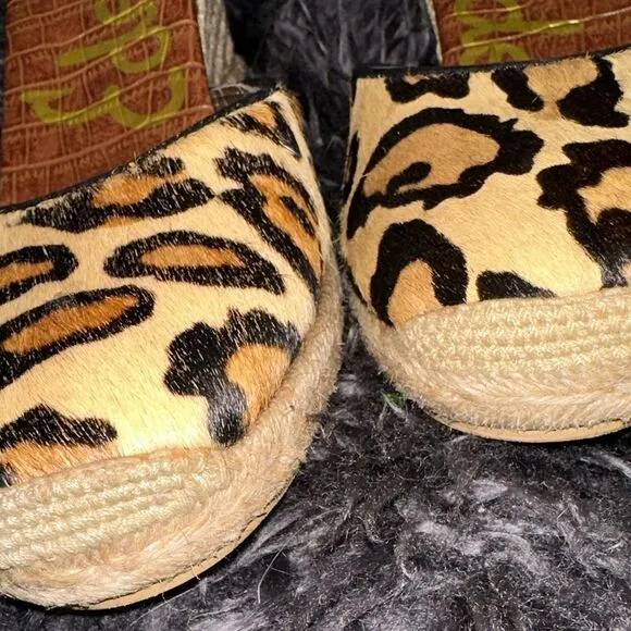 Sam Edelman Harmony Leopard Wedge espadrilles Sandals EUC SZ 9.5