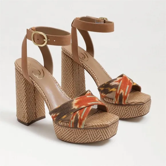 Sam Edelman Nolita Platform Sandals, Orange Multi Size 11, New in Box £150