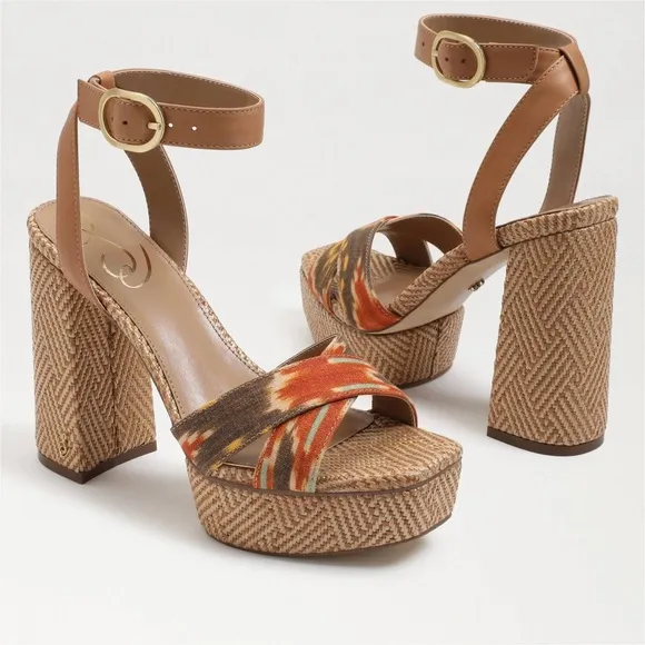 Sam Edelman Nolita Platform Sandals, Orange Multi Size 11, New in Box £150