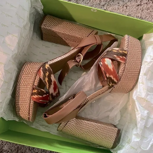 Sam Edelman Nolita Platform Sandals, Orange Multi Size 11, New in Box £150