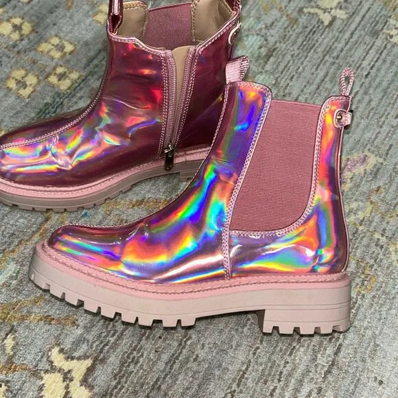 Sam Edelman pink iridescent boots girls sz1
